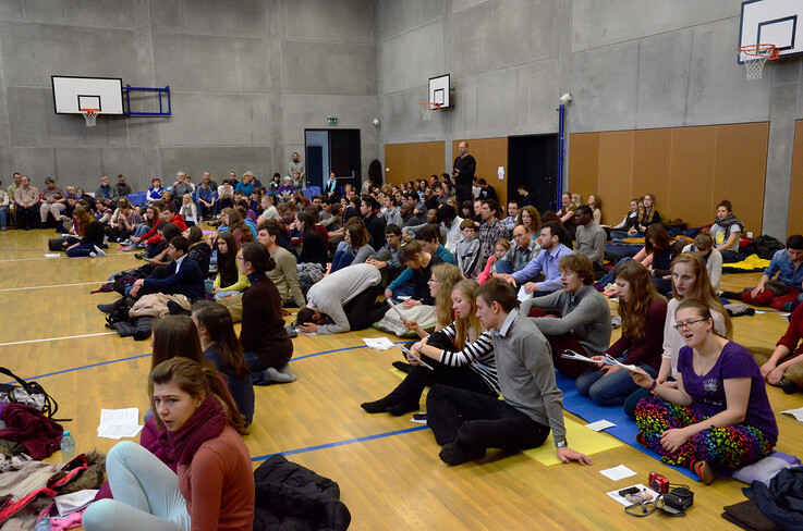 During liturgy in the gym in Roztoky