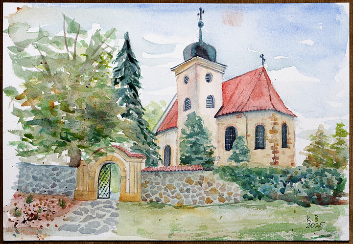 Obrzek kostela na Levm Hradci