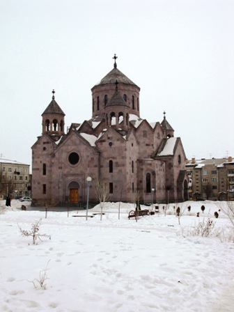 Kostel v Gyumri - ve tvrti Ani, kde ije otec Grigor